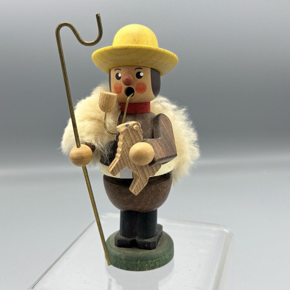 Straco Germany Shepherd with Lamb Wood Figurine Travel Souvenir  Folk Art 5.5" T